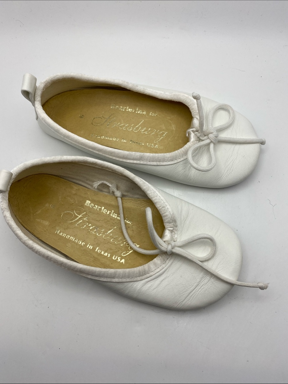 Strasburg White Leather Girls Ballet Flats